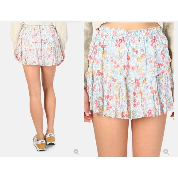 NWT Loveshackfancy Ruffle Mini Skirt - Ibiza Blue - Picture 14 of 14